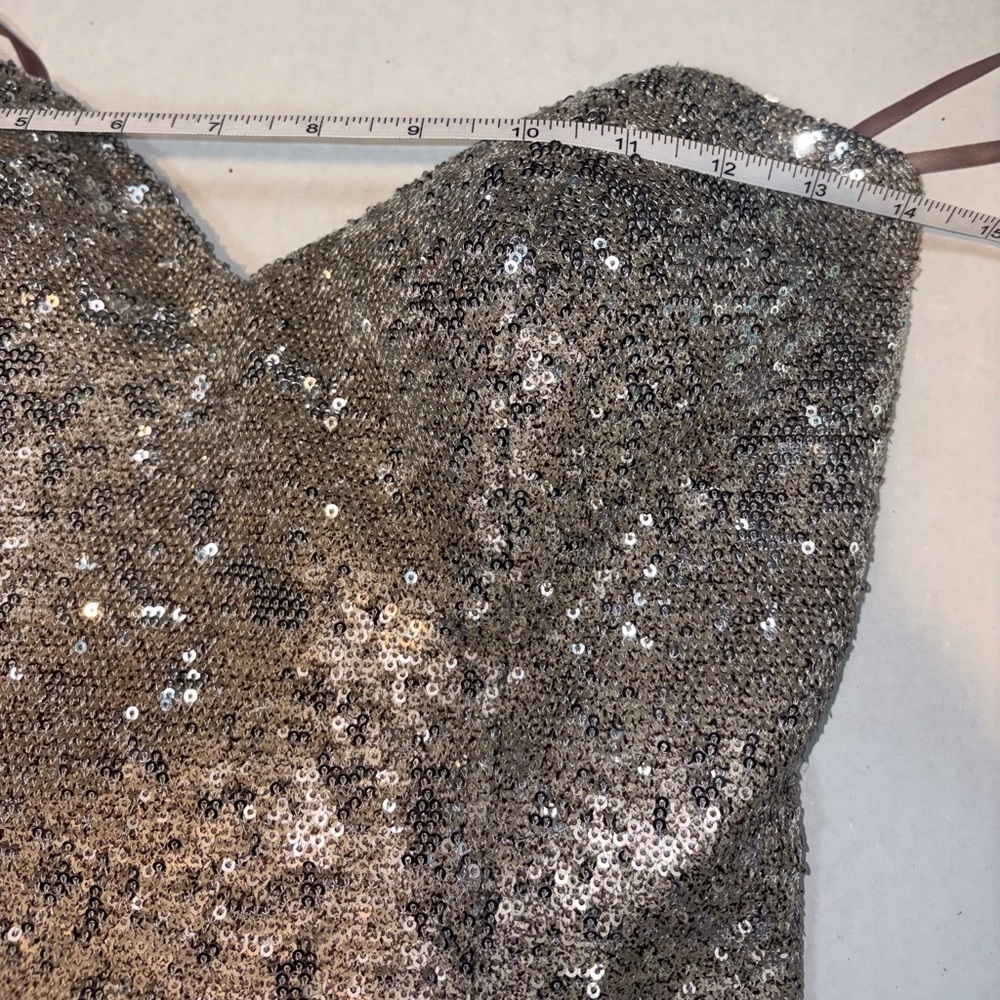 Allure Bridals Sequined Column Champagne Sheath Dress 12 large - Picture 11 of 13